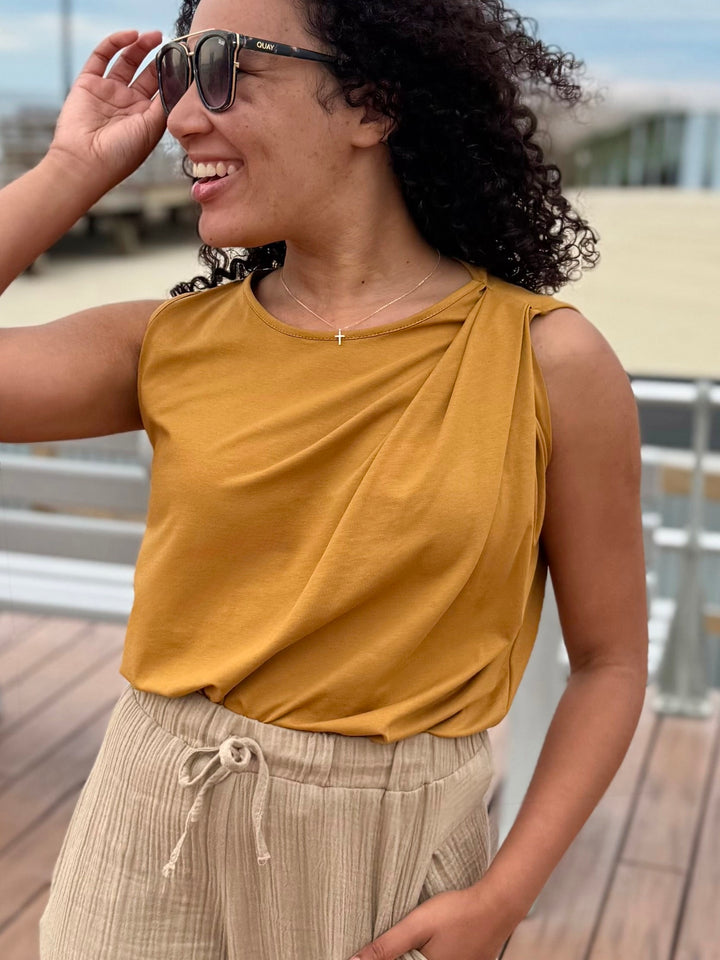 CHARLI draped top in Light Amber
