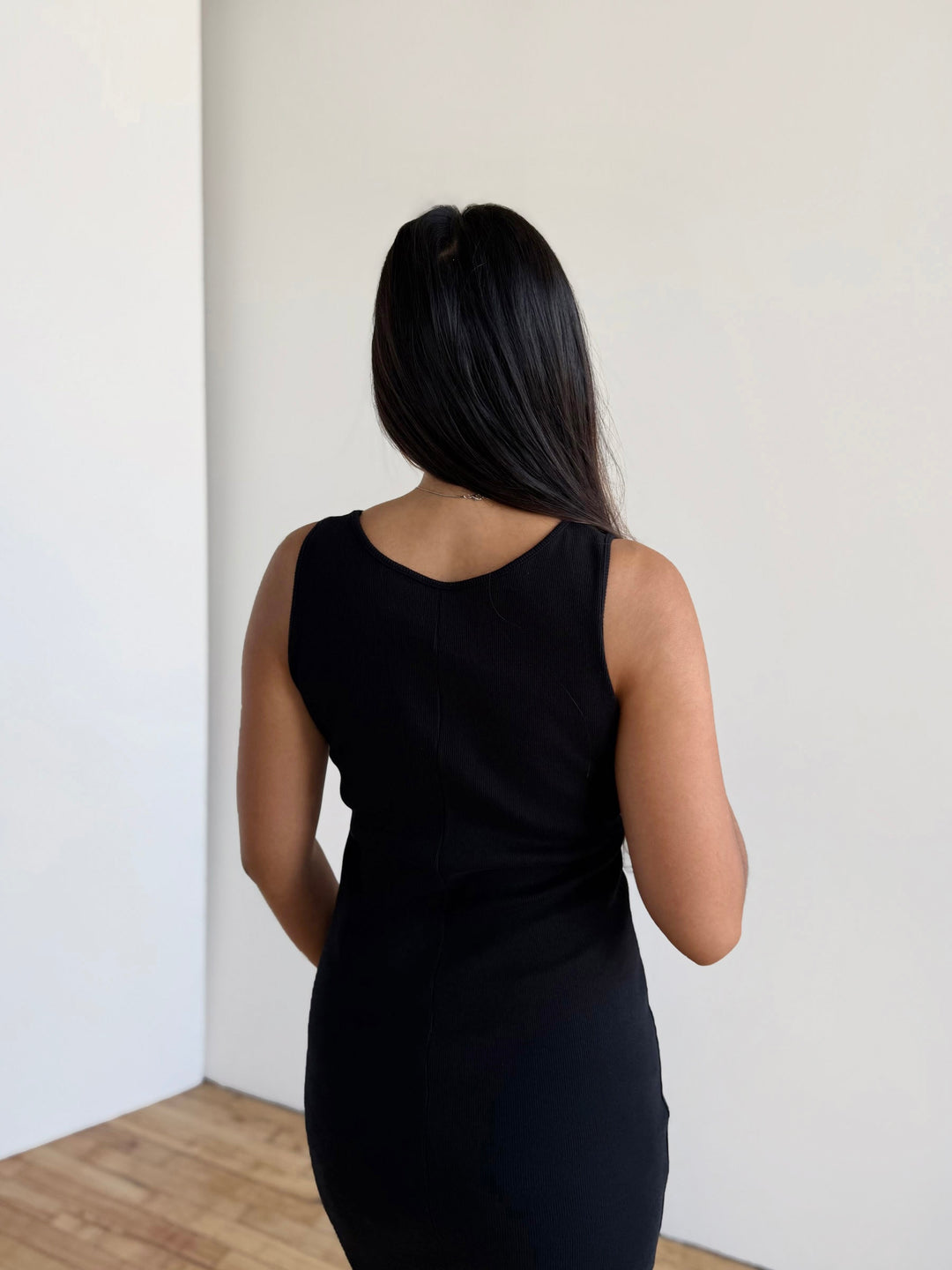 ROMY rib-knit dress in Black