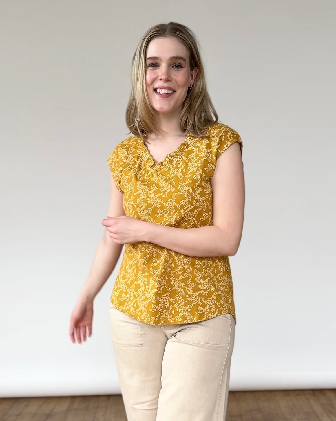 AMBROISE printed tank in Mustard/Ivory