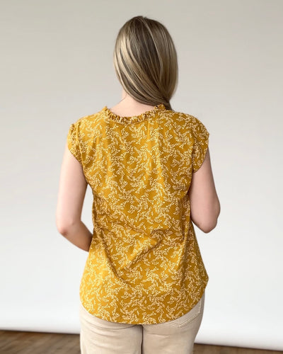 AMBROISE printed tank in Mustard/Ivory