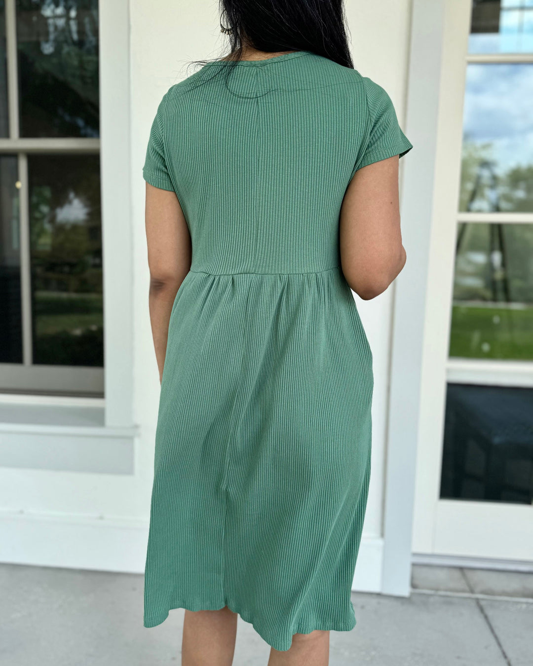 AMELIA rib knit dress in Sage Leaf Elegantees AMELIA rib knit dress in Sage Leaf Elegantees
