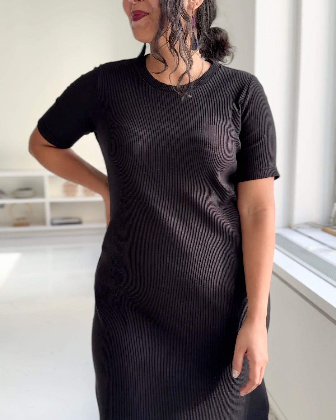 ARCHIE rib knit dress in Black Elegantees ARCHIE rib knit dress in Black Elegantees