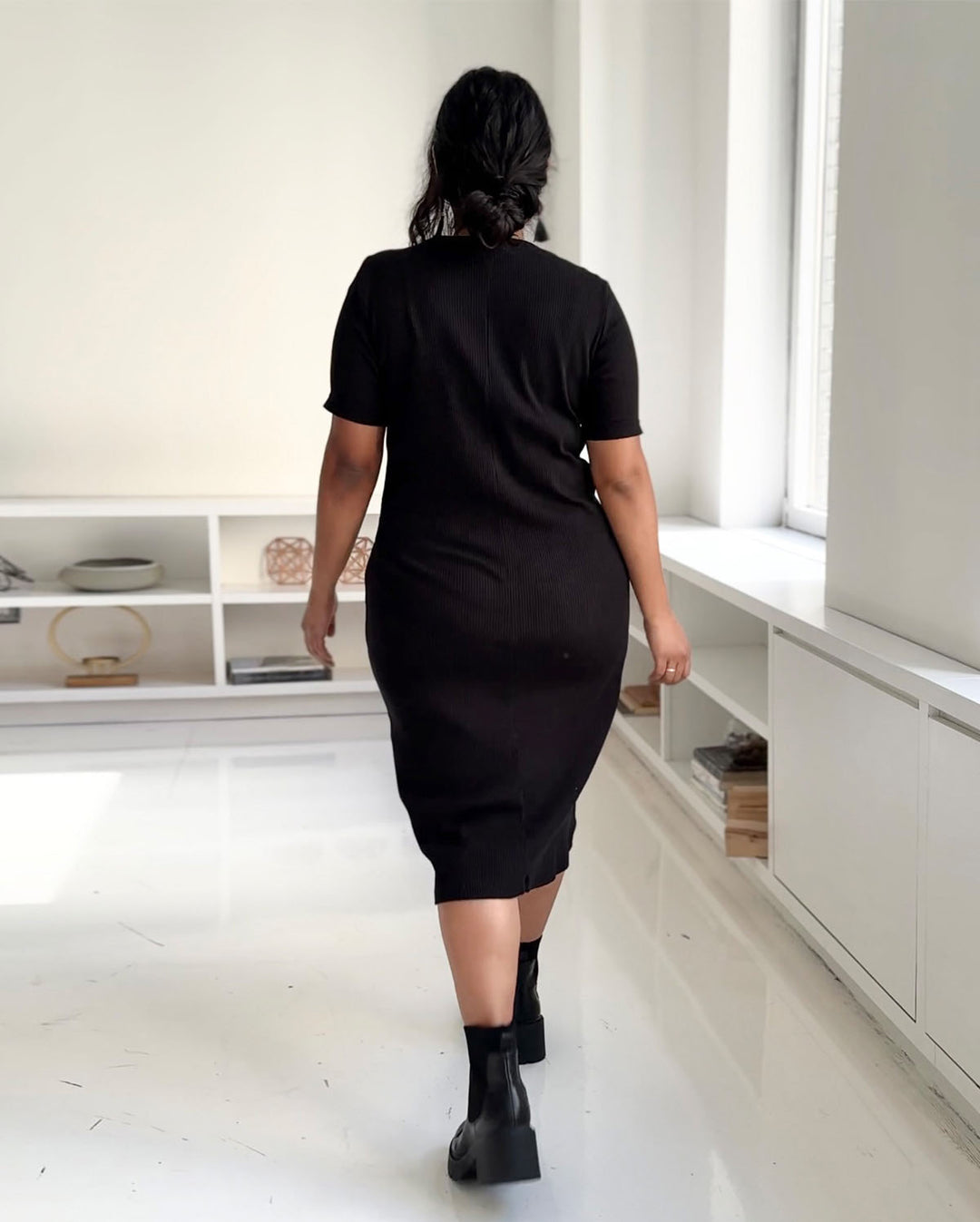 ARCHIE rib knit dress in Black Elegantees ARCHIE rib knit dress in Black Elegantees