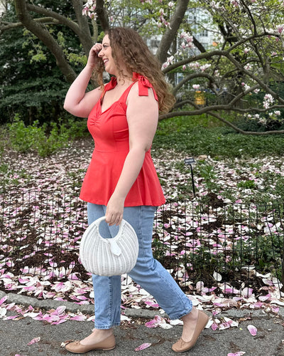 AZALEE top in Coral Red