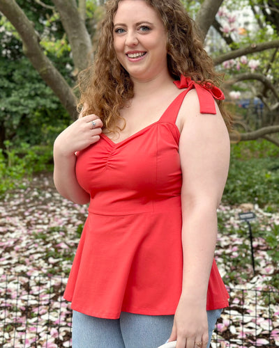 AZALEE top in Coral Red