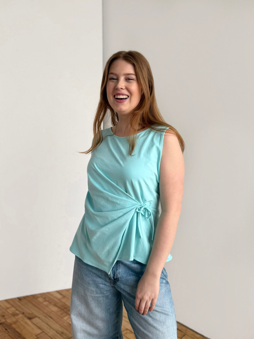 REINA top in Crisp Aqua