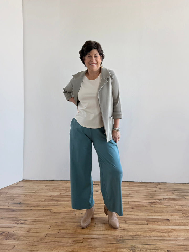 CROSBY rib knit blazer in Light Sage