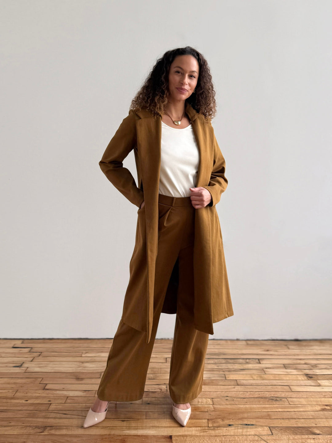 EMORY heavy knit coatigan in Warm Sienna