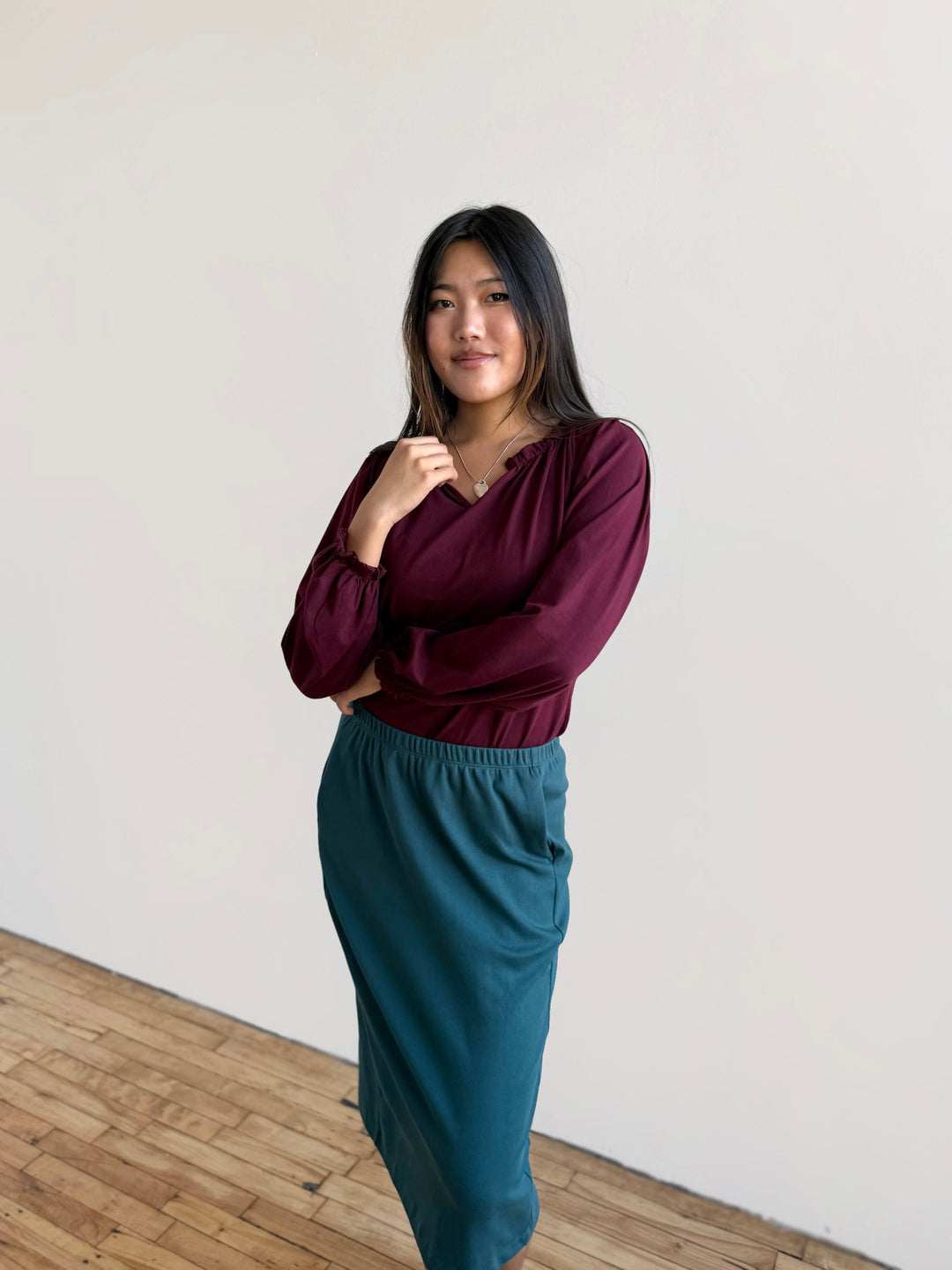 DANIELLE heavy-knit skirt in Deep Sea