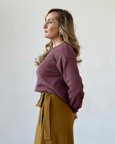 HORIZON waffle knit top in Muted Fig