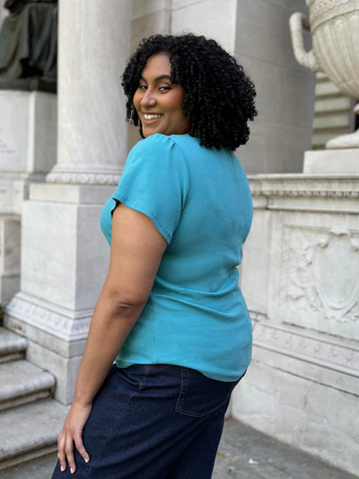 ZADIE rib knit tee in Teal Tide