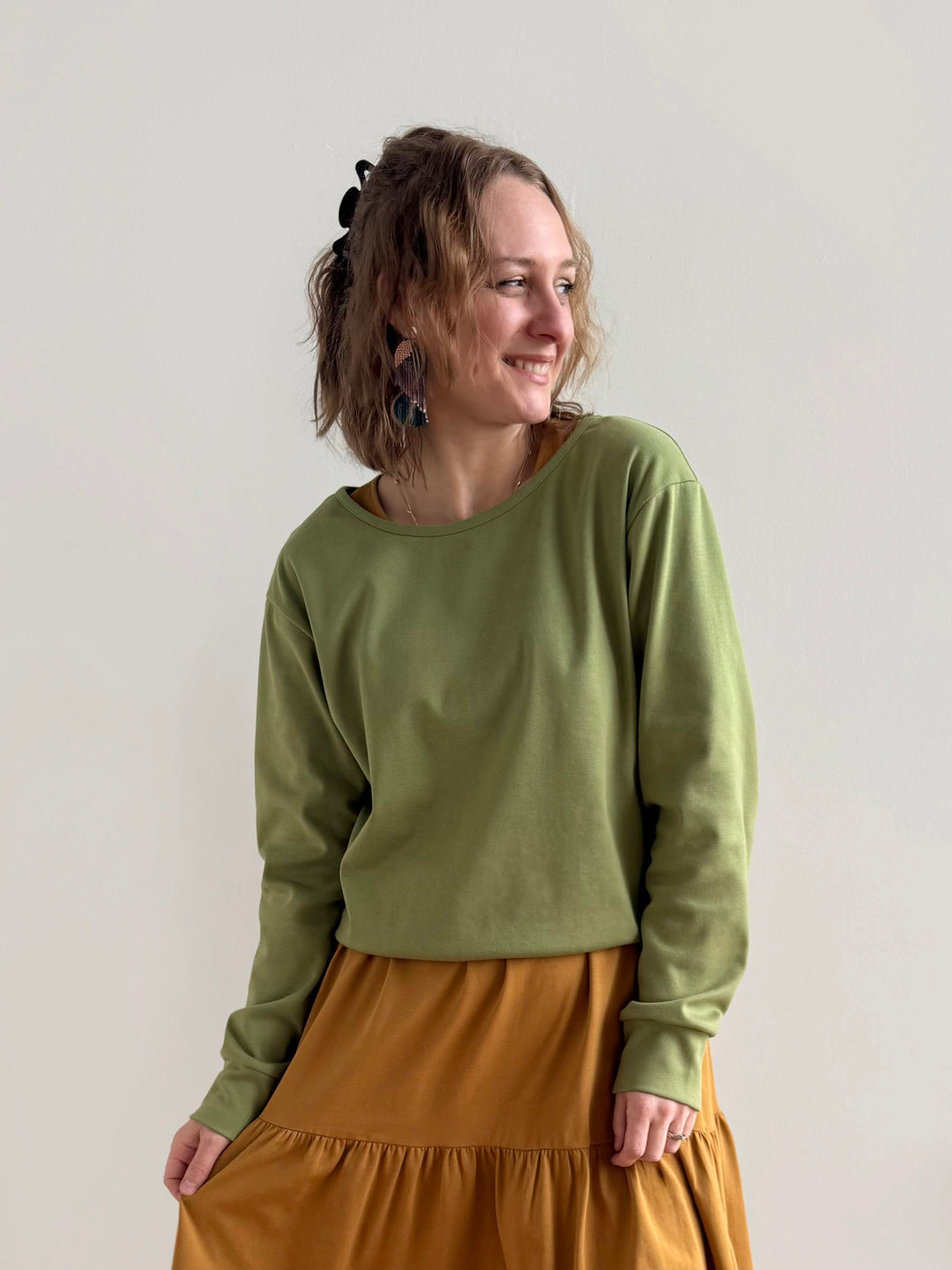 PERCY heavy knit top in Grass Green