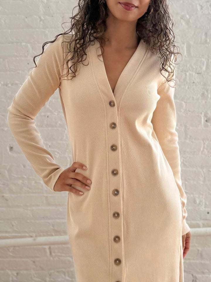 ELENA rib-knit dress in Vanilla