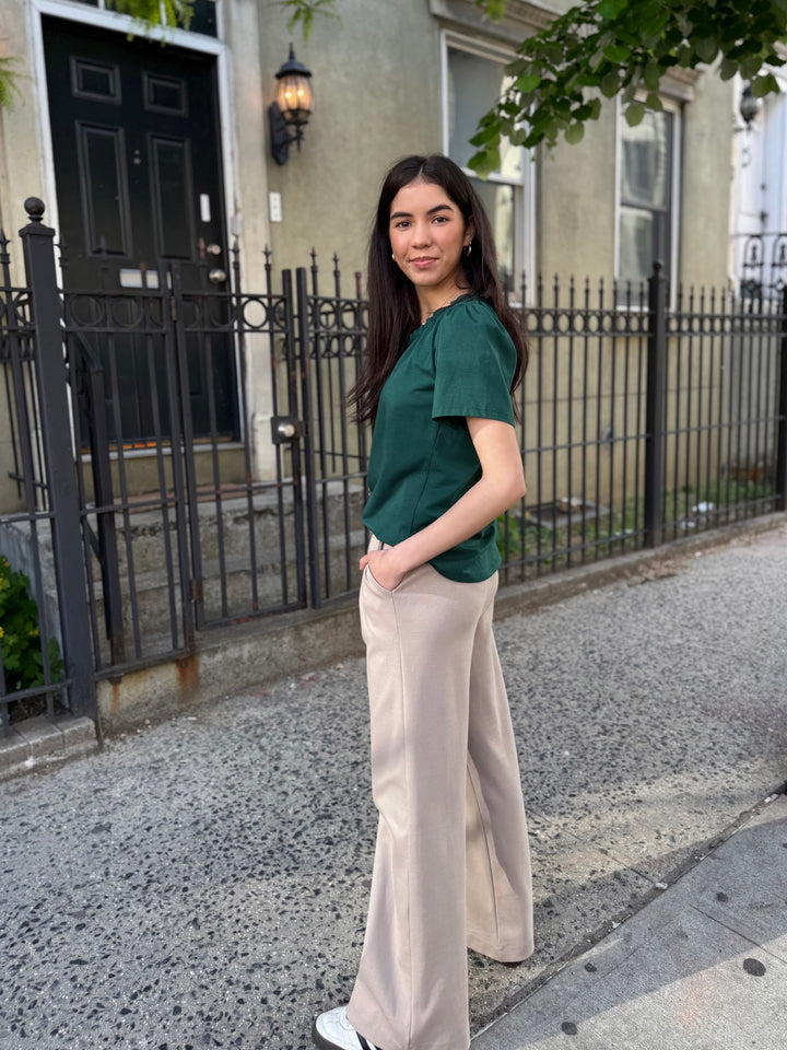 LONDON heavy knit pants in Desert Sand
