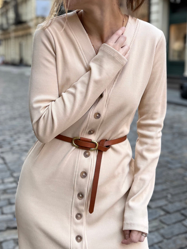 ELENA rib-knit dress in Vanilla