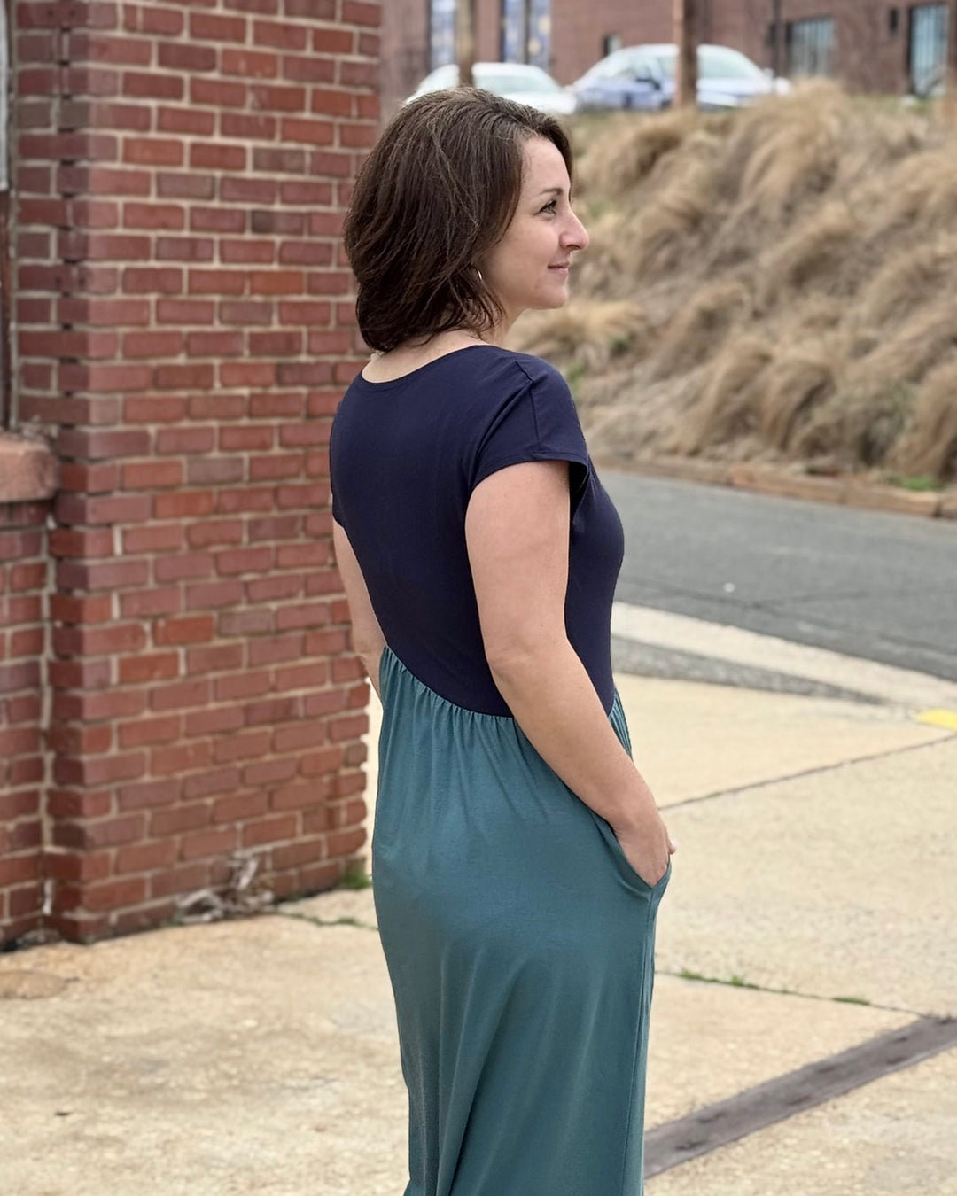 NORAH dress in Navy/Dark Aqua