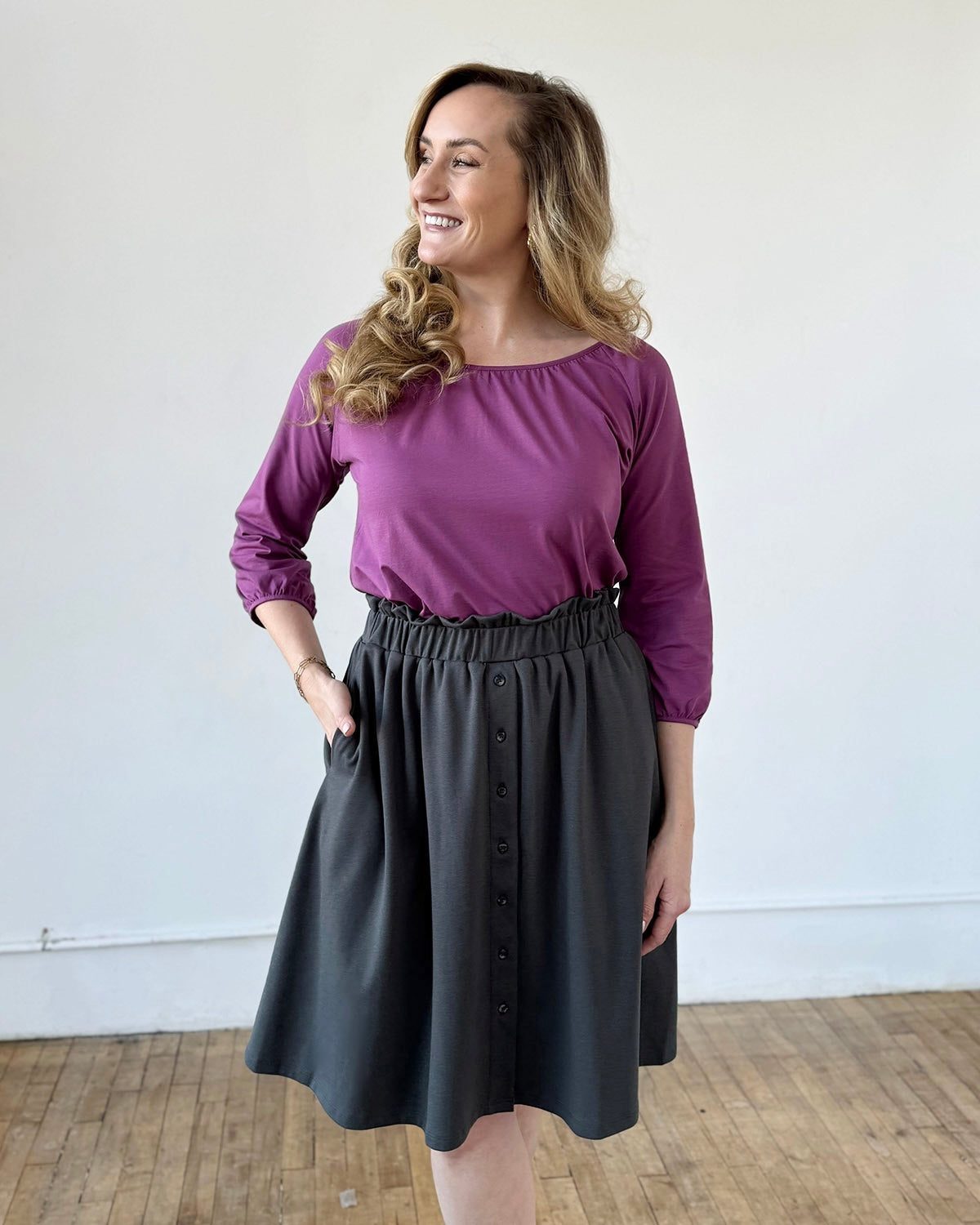 LUCINDA doubleknit skirt in Charcoal Blue