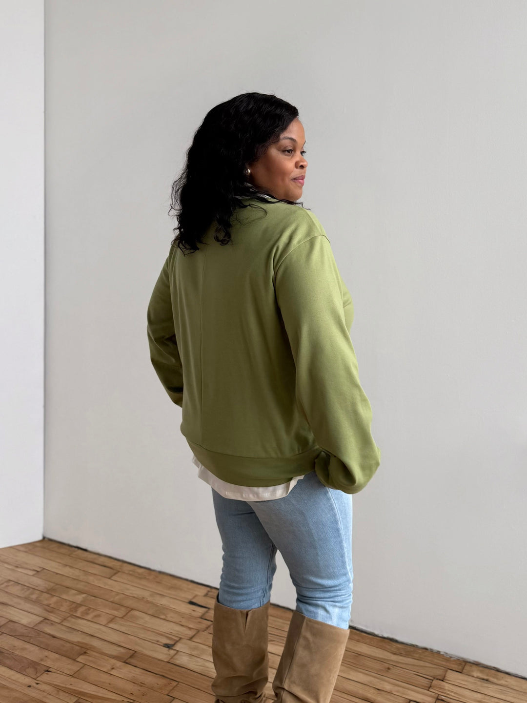 PERCY heavy knit top in Grass Green