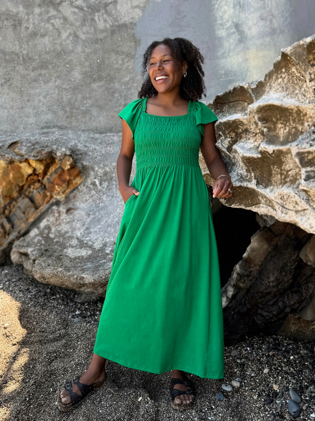 green leaf dress women Leaf Print Sustainable Silk Wrap Dress in Green