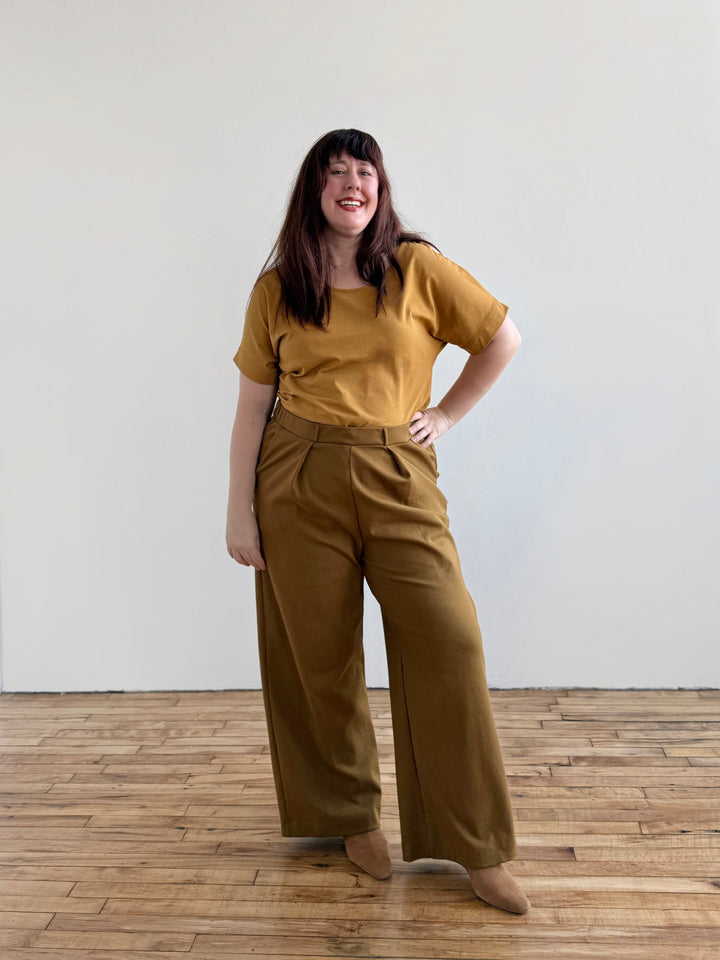 LONDON heavy knit pants in Warm Sienna