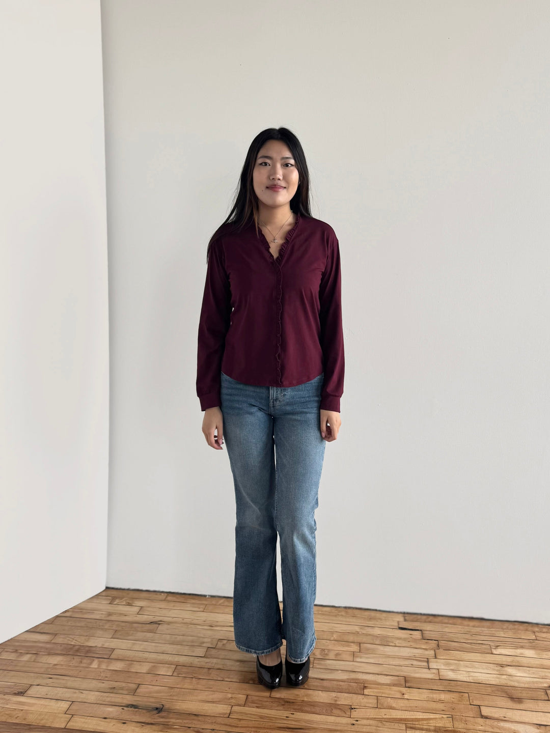 PIETRA jersey top in Merlot