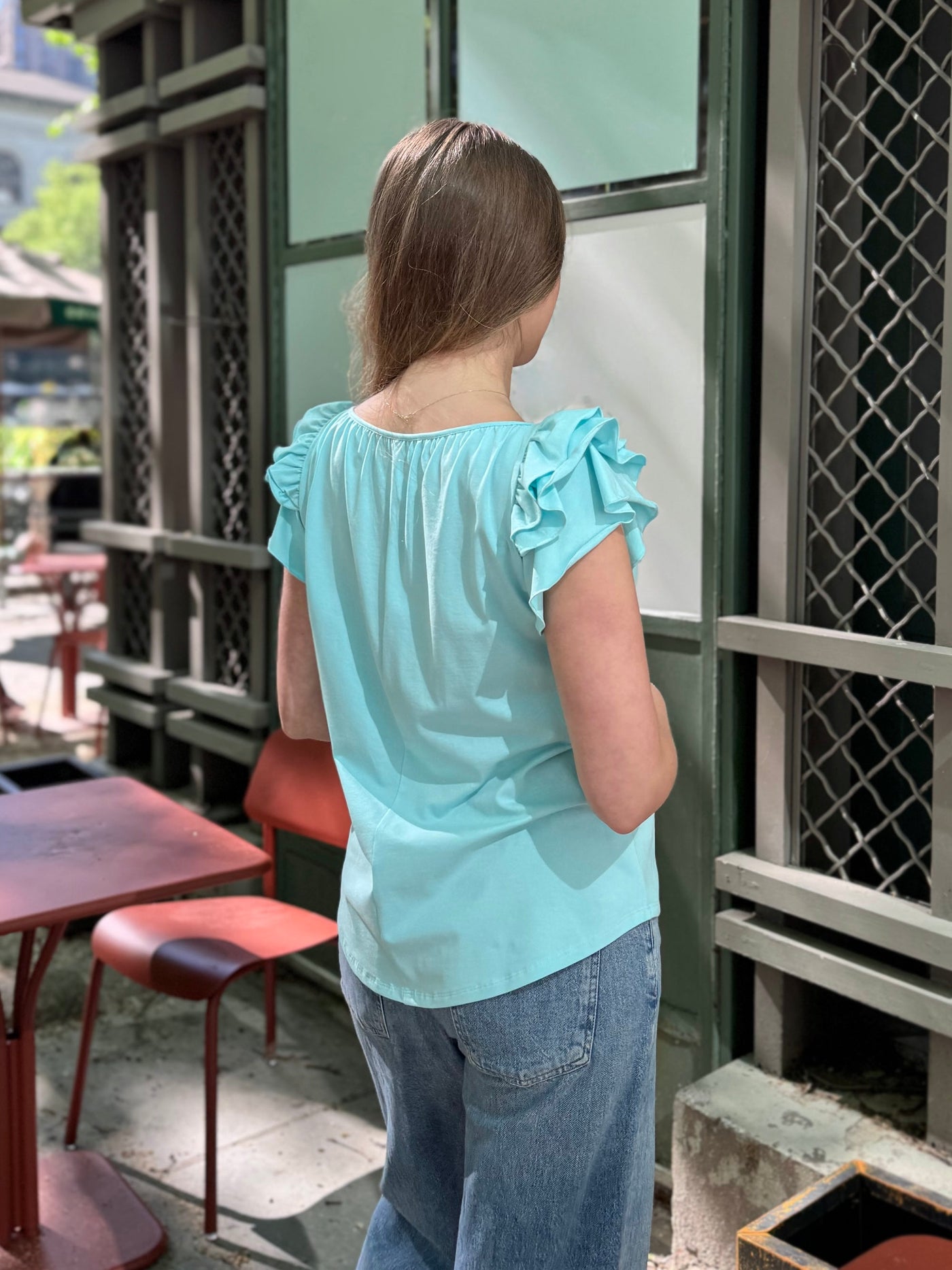 LILOU top in Crisp Aqua