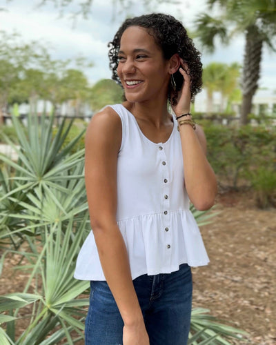 BARI peplum tank in White