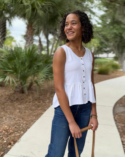 BARI peplum tank in White