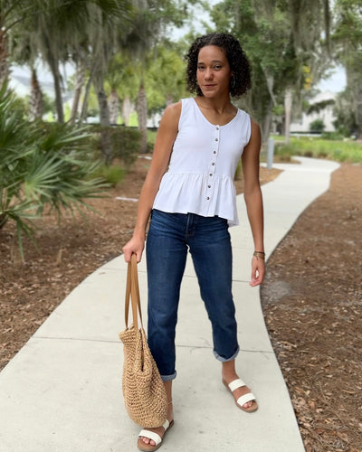 BARI peplum tank in White