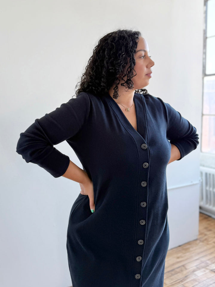 ELENA rib-knit dress in Midnight Navy