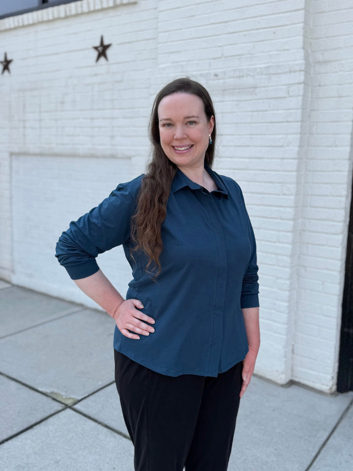 DEVON blouse in Atlantic Blue