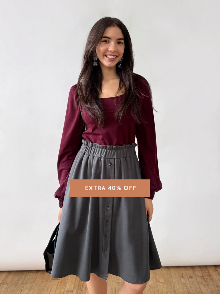 LUCINDA doubleknit skirt in Charcoal Blue