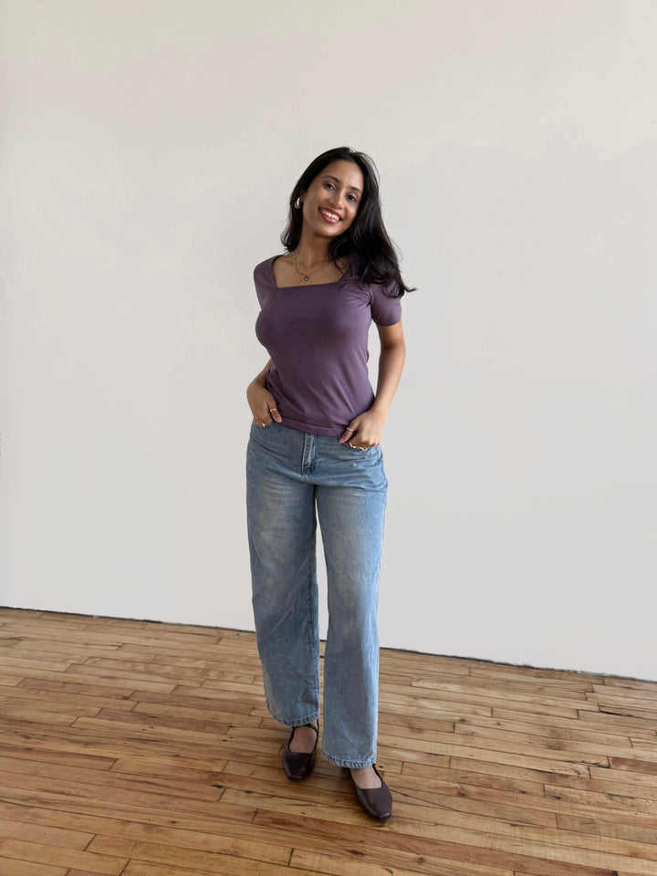 MILA fitted tee in Smoky Purple