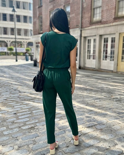 BERKE mid-rise ankle length pants in Dark Green