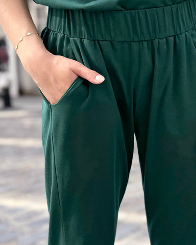 BERKE mid-rise ankle length pants in Dark Green