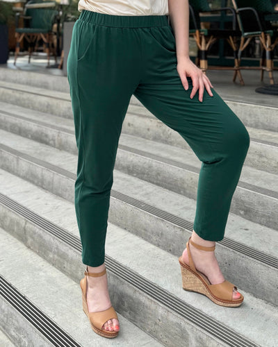 BERKE mid-rise ankle length pants in Dark Green