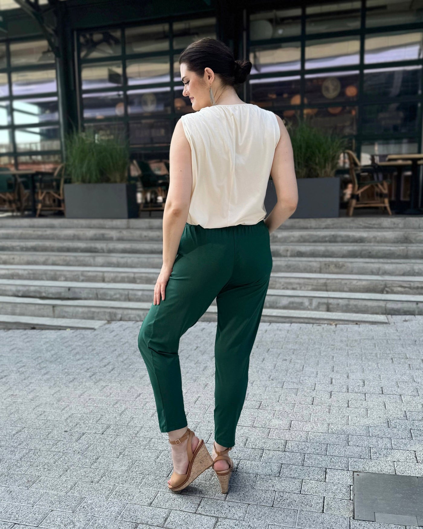 BERKE mid-rise ankle length pants in Dark Green