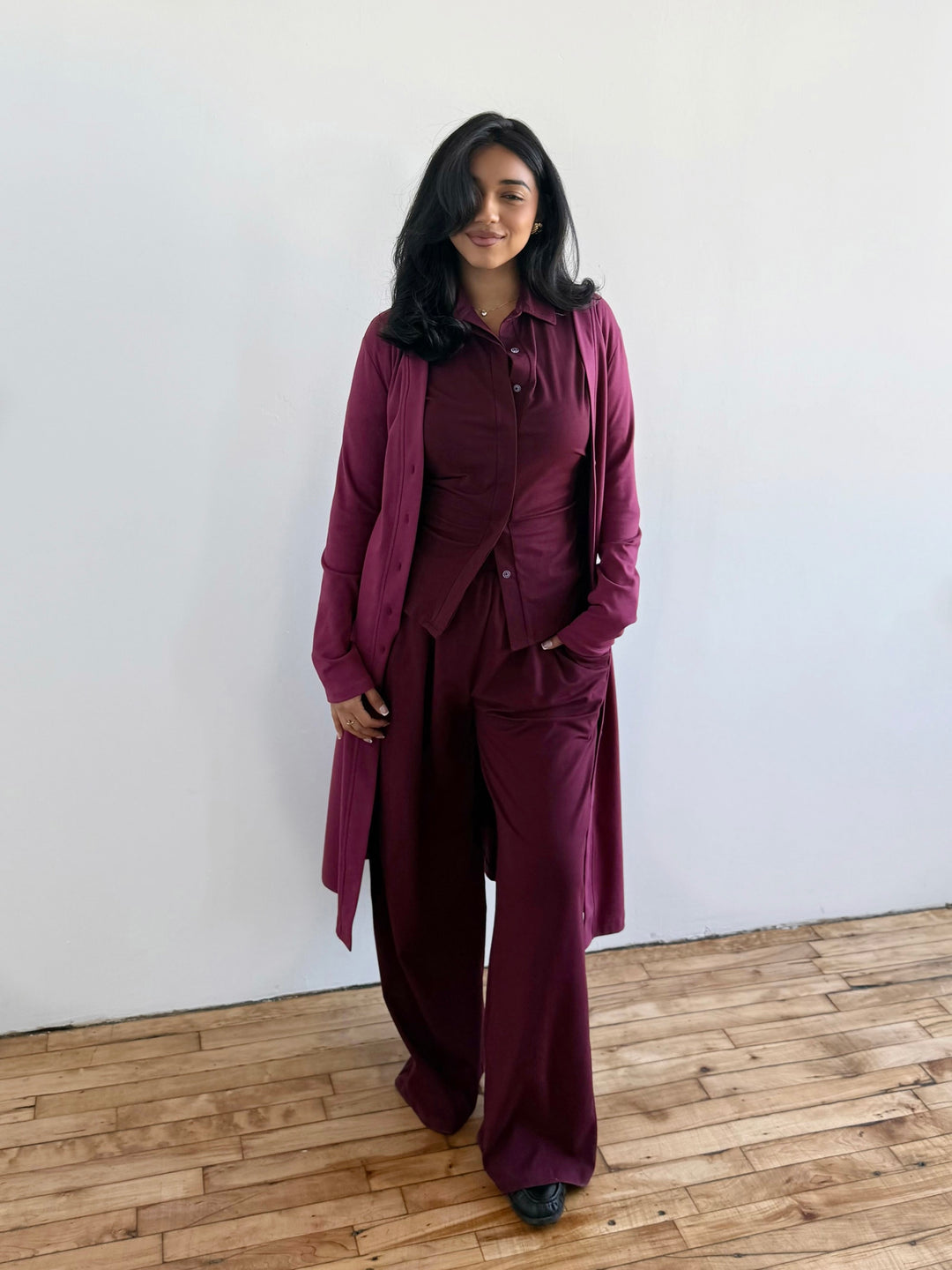 LENA doubleknit duster/dress in Raspberry