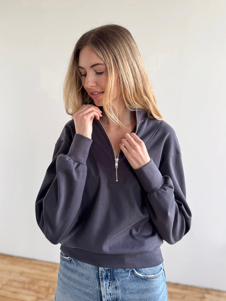 ASHER zip pullover in Gunmetal