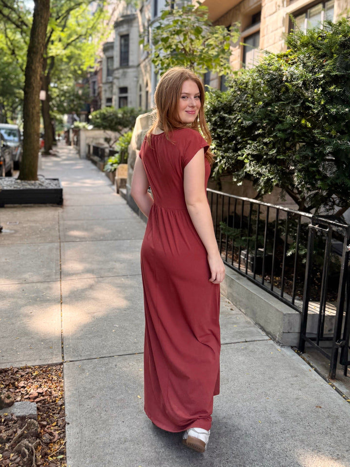 DINAH dress in Earthy Red