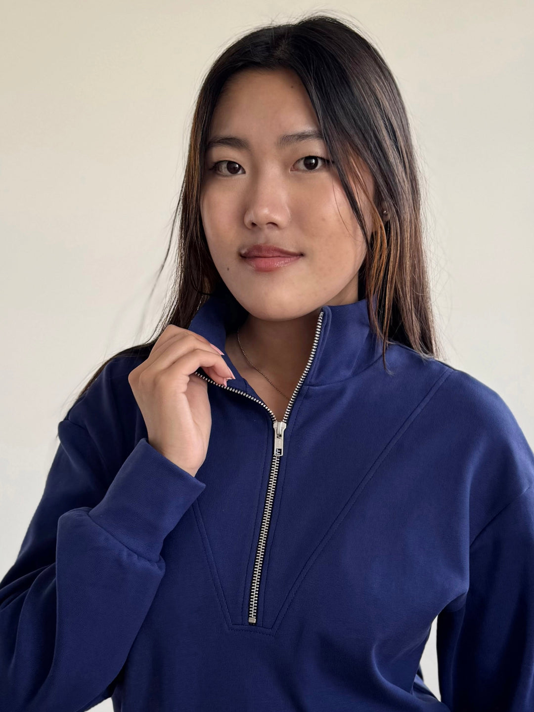 ASHER zip pullover in Bright Navy