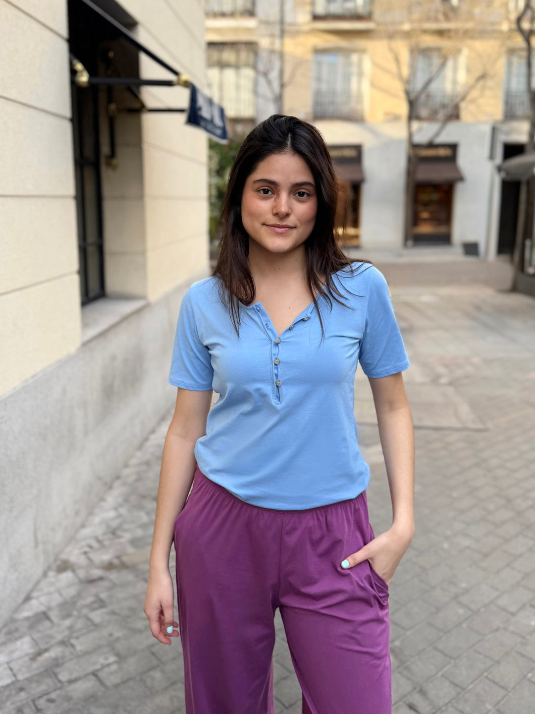 ROSA tee in Light Cornflower