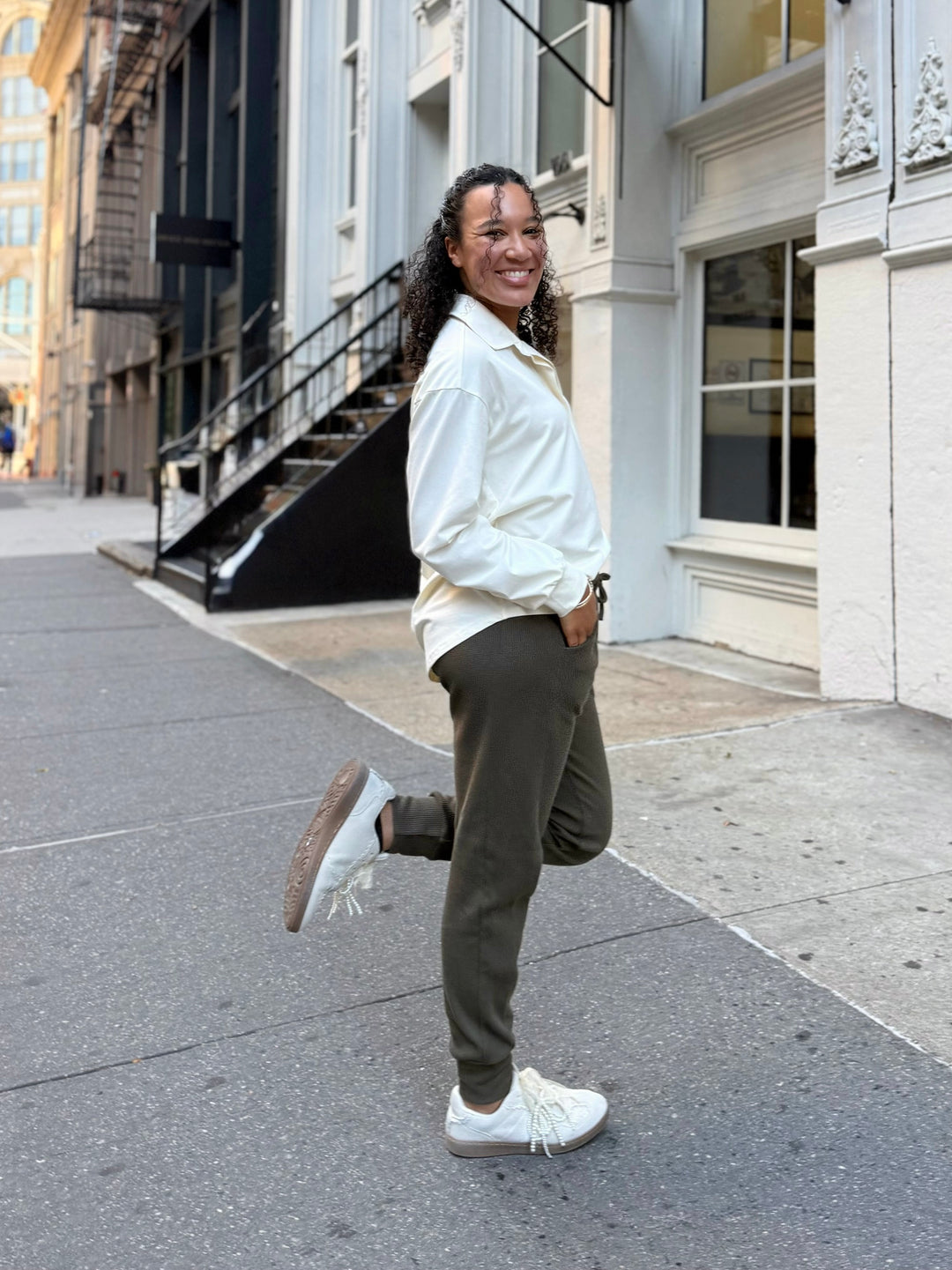 OWEN waffle knit joggers in Crocodile