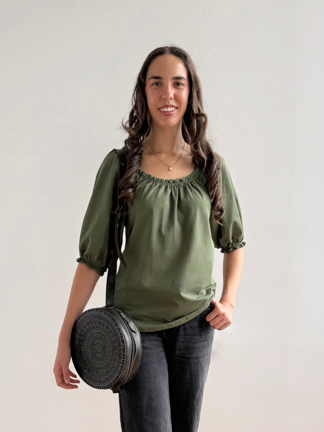 DELPHINE top in Meadow Green