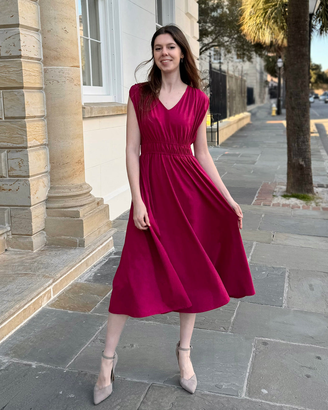 HAMPTON dress in Garnet Pink Elegantees HAMPTON dress in Garnet Pink Elegantees
