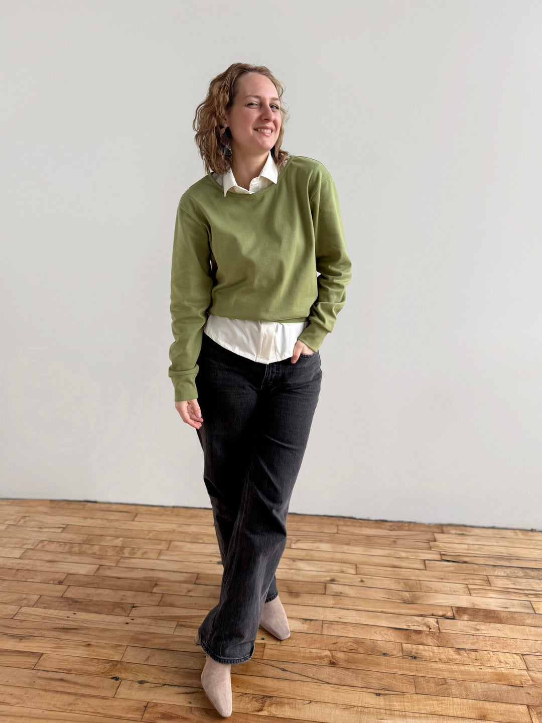 PERCY heavy knit top in Grass Green