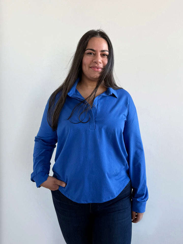 MICAH jersey top in Blue Iolite