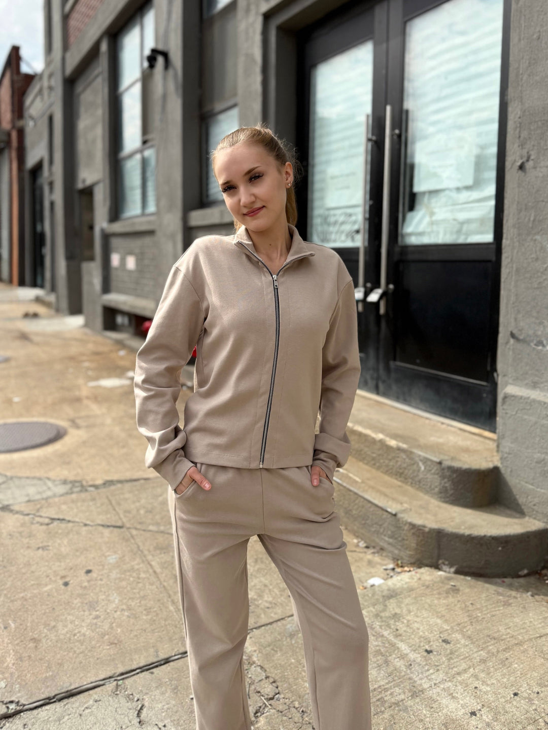 PATRICIA heavy-knit pants in Desert Sand