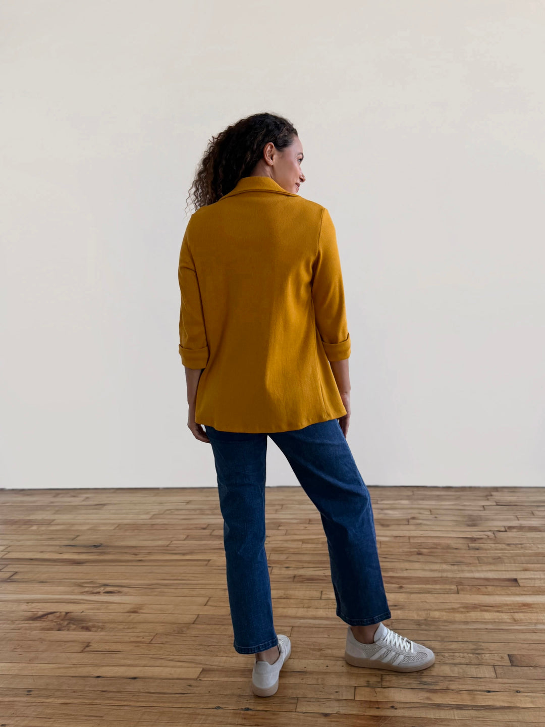 CROSBY rib knit blazer in Goldenrod