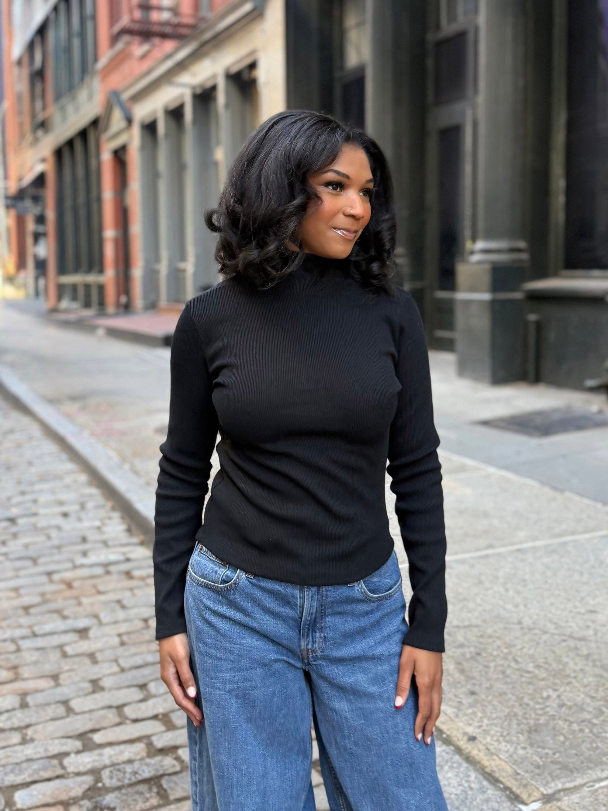 MILANE rib-knit top in Black – Elegantees